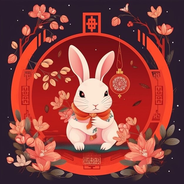 Photo dessin de fête d'automne avec un lapin mignon et du sucré