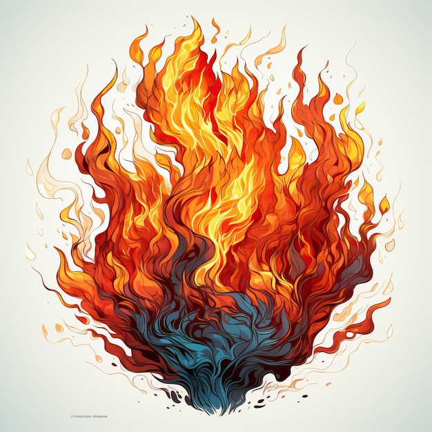 Un dessin d'un feu avec le mot feu dessus