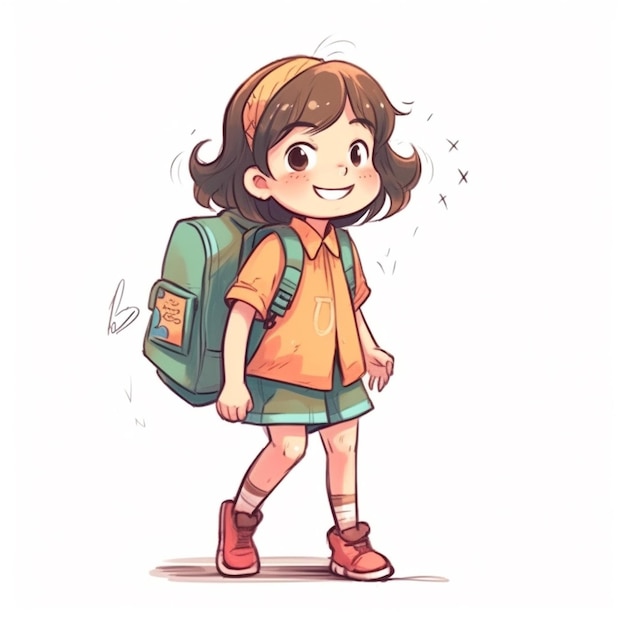 un dessin d'une fille avec un sac à dos qui dit "je t'aime"