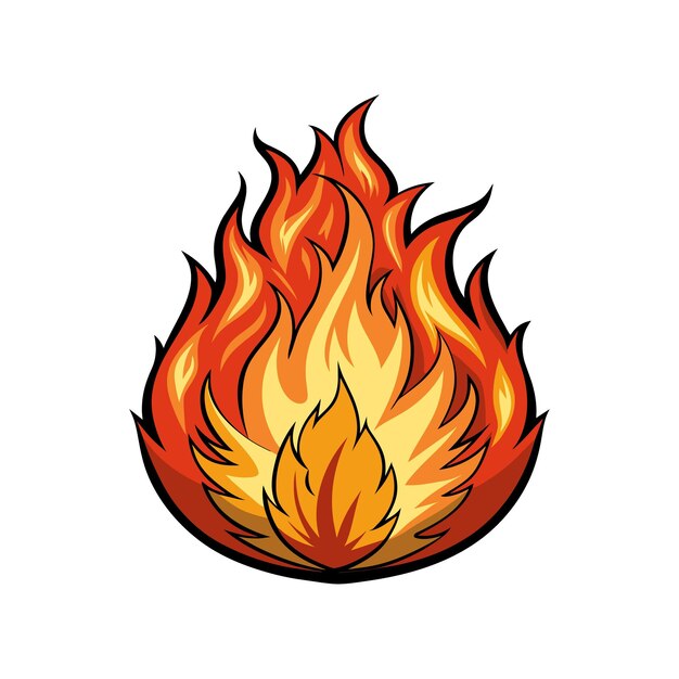 Photo un dessin d'une flamme qui a une flamme qui dit feu