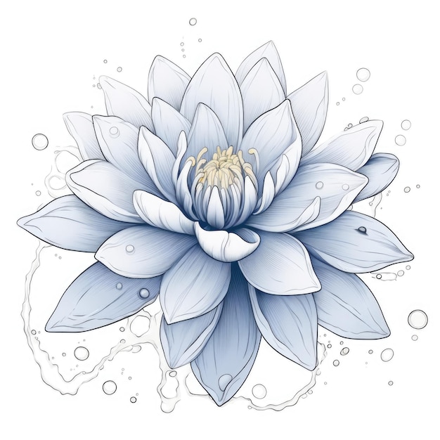 Un dessin d'une fleur bleue sur fond blanc fleurs de nénuphar