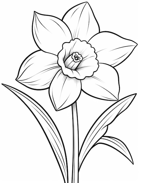 un dessin d'une fleur avec des feuilles et une tige ai générative