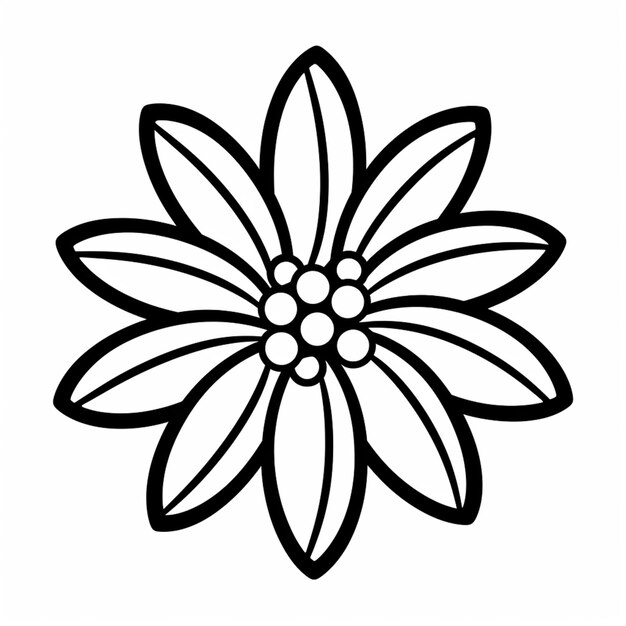 un dessin de fleur noir et blanc sur un fond blanc