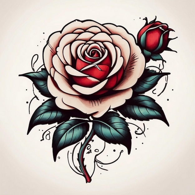 dessin de fleur de rose illustration de rose dessin de tatouage de rose art sur le thème de la rose vecteur de fleurs de rose