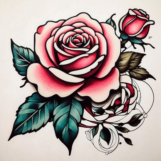 dessin de fleur de rose illustration de rose dessin de tatouage de rose art sur le thème de la rose vecteur de fleurs de rose