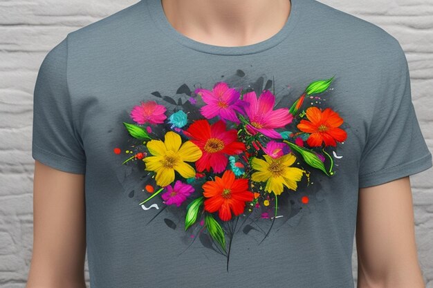 Photo dessin de fleur sur t-shirt