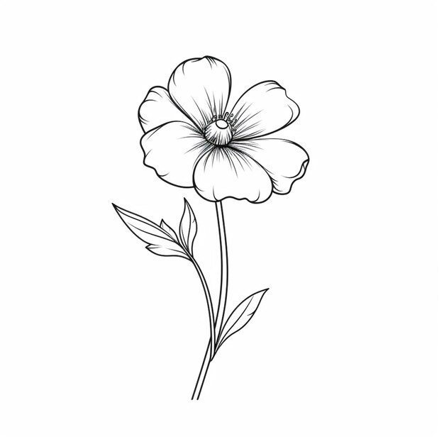 Photo un dessin d'une fleur avec une tige et des feuilles génératives ai