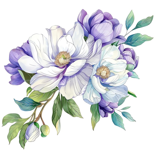 un dessin de fleurs du jardin des bleus et des verts