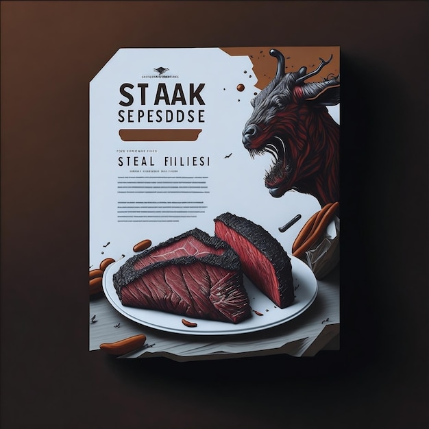 Photo dessin de flyer avec illustration de steak