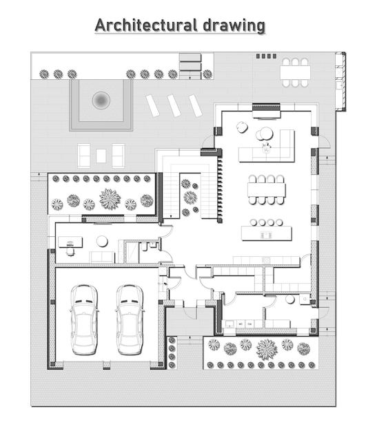 Dessin sur fond blanc. Arrière-plan architectural, affiche, pancarte