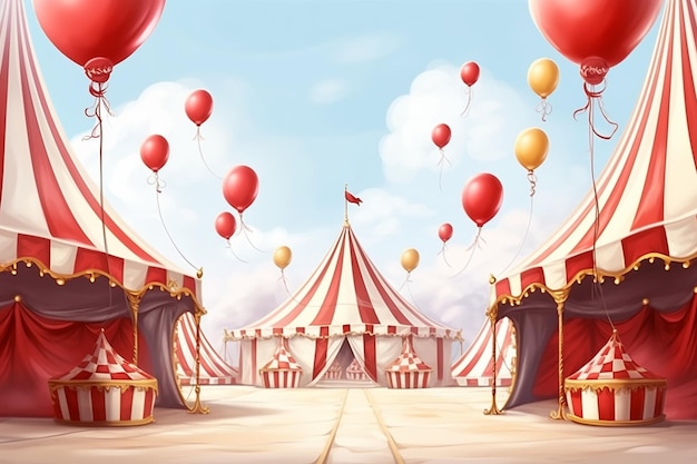 Dessin de fond de carnaval avec des tentes et des ballons