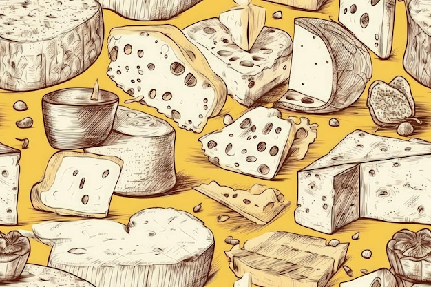 Un dessin de fromages avec le mot fromage dessus