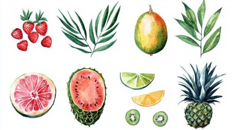 Photo un dessin d'un fruit qui a le mot fruit dessus