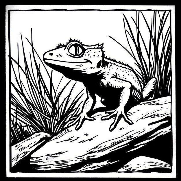 Photo dessin de gecko page de livre à colorier