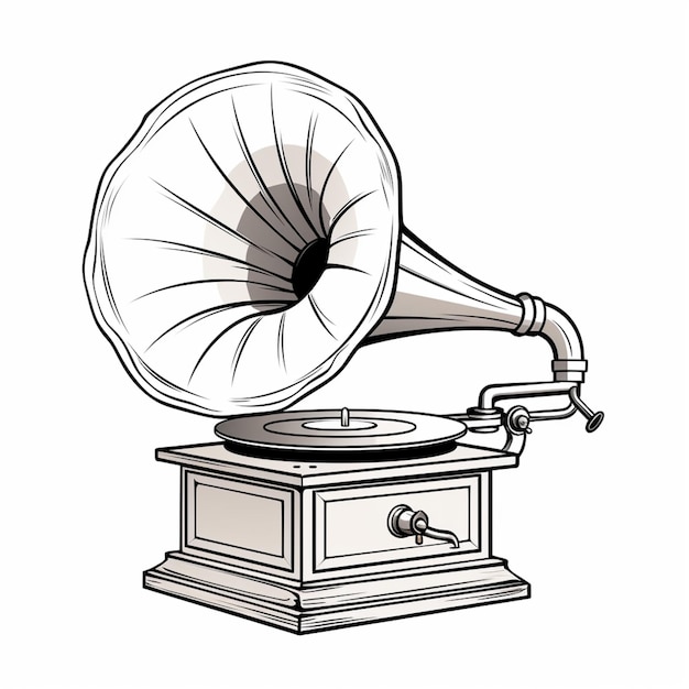 Photo un dessin d'un gramophone avec une corne sur le dessus