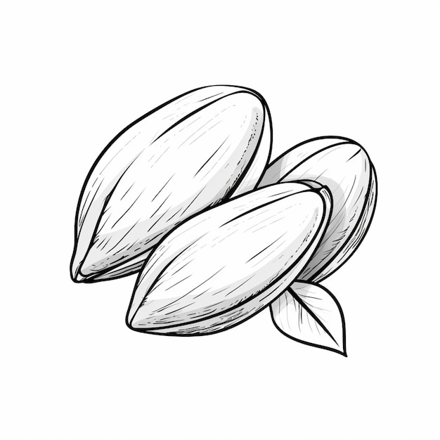 Photo un dessin d'un groupe d'amandes avec des feuilles génératives ai