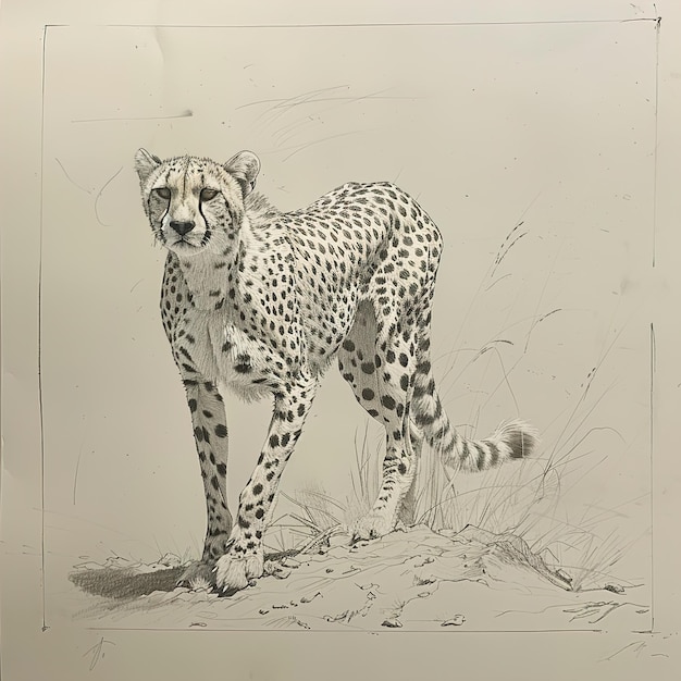 un dessin d'un guépard avec un dessin de un guépard