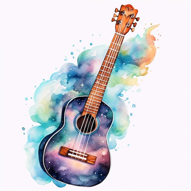 un dessin d'une guitare avec une image d'une guitare dessus