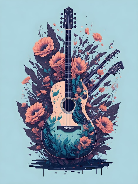 un dessin d'une guitare qui dit guitare
