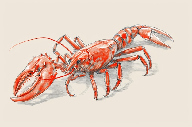 Un dessin d'un homard avec le mot homard dessus.