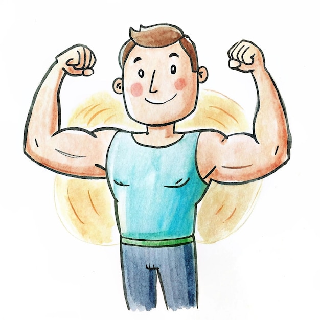 un dessin d'un homme avec les bras en l'air
