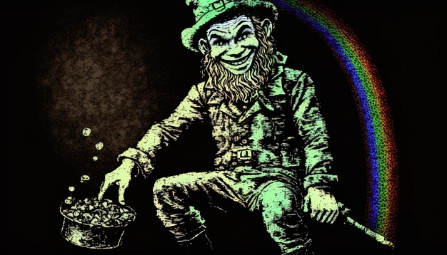 Photo un dessin d'un homme avec un chapeau vert et un chapeaux vert