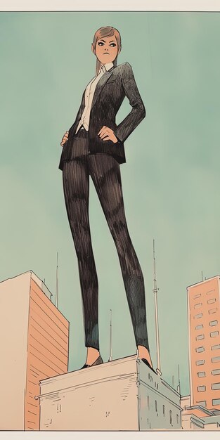 Photo un dessin d'un homme en costume et en cravate dans une rue de la ville