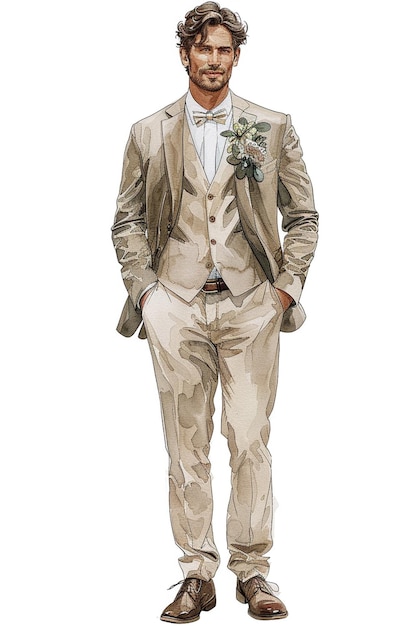 Photo dessin d'un homme en costume et cravate génératif ai