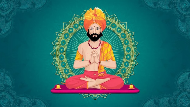 un dessin d'un homme dans un turban jaune et orange
