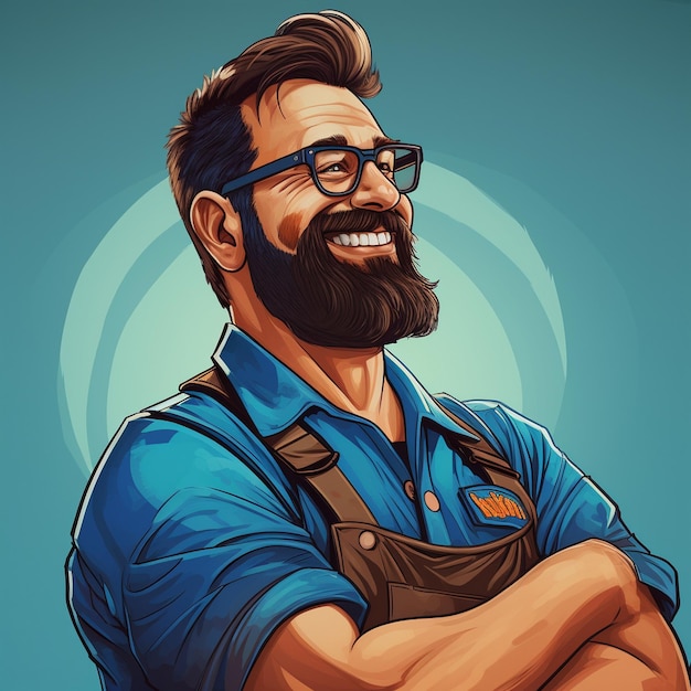 Photo un dessin d'un homme avec des lunettes et une barbe.