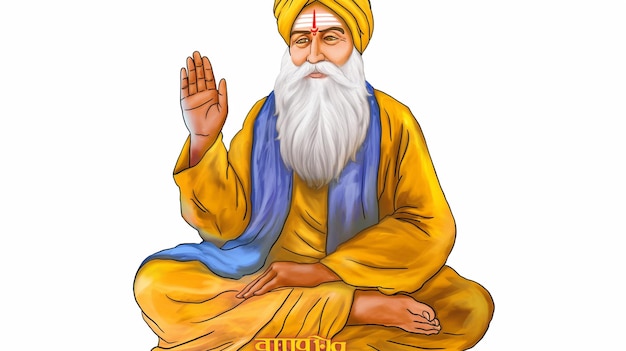 un dessin d'un homme avec un turban jaune sur la poitrine