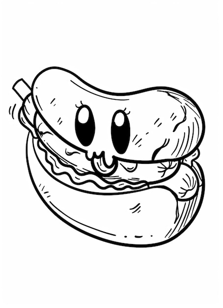 un dessin d'un hot-dog avec des yeux et un pain génératif ai