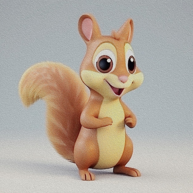 Dessin à l'huile d'écureuil écureuil souriant mignon avec de grands yeux Design pour la couverture de livres pour enfants salles de jeux