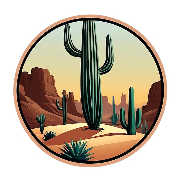 Photo dessin d'illustration de cactus en blanc à l'arrière-plan