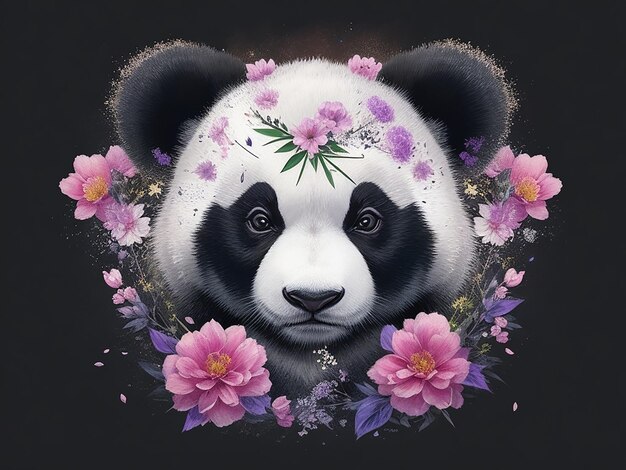 Un dessin d'illustration de panda pour un t-shirt ou un papier peint a été généré