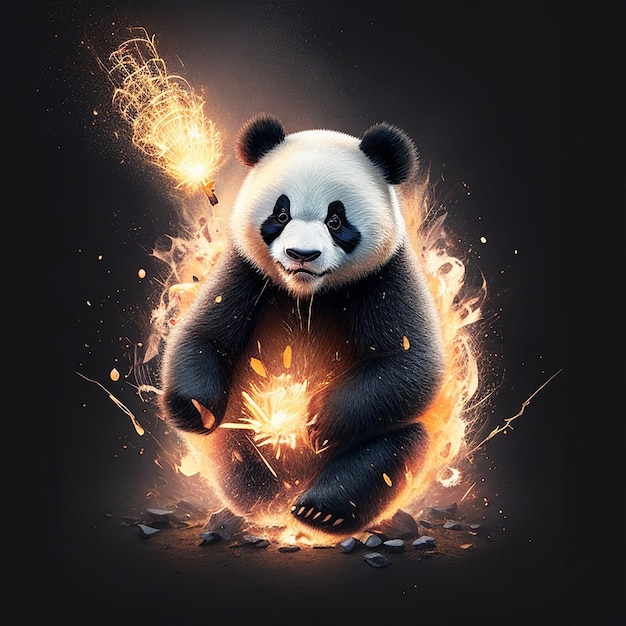 Un dessin d'illustration de panda pour un t-shirt ou un papier peint a été généré