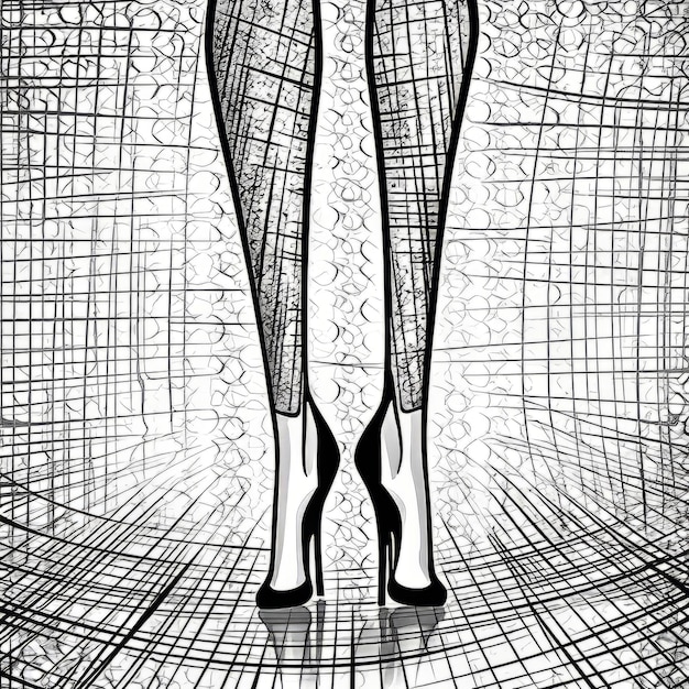 Un dessin des jambes d'une femme en talons hauts