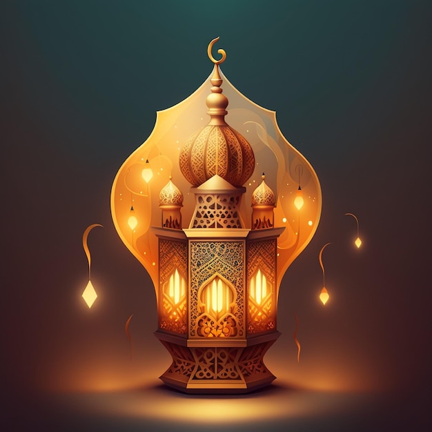 Photo un dessin d'une lampe avec les mots ramadan dessus