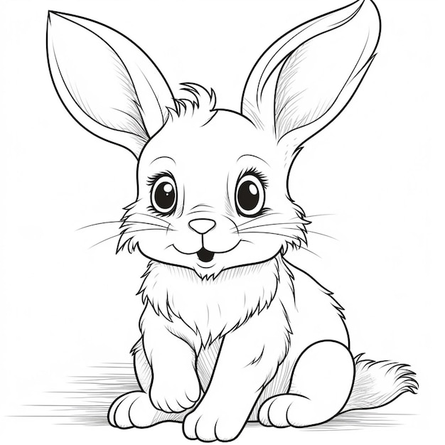 Photo un dessin d'un lapin assis avec de grands yeux génératifs ai