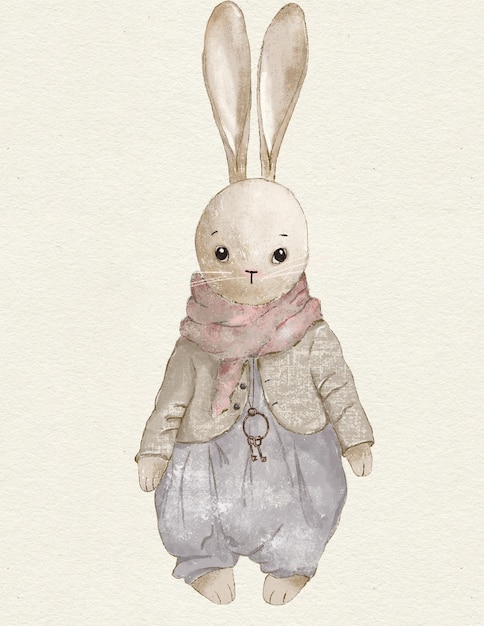 dessin de lapin en peluche jouet vintage