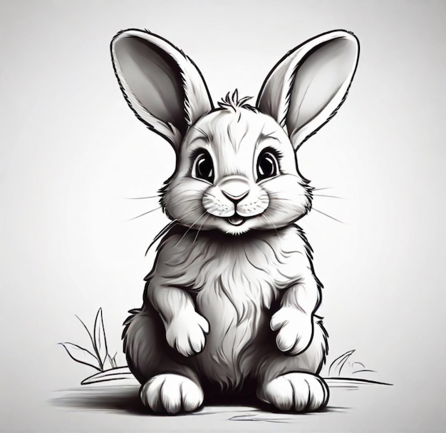 un dessin d'un lapin avec un visage qui dit lapin