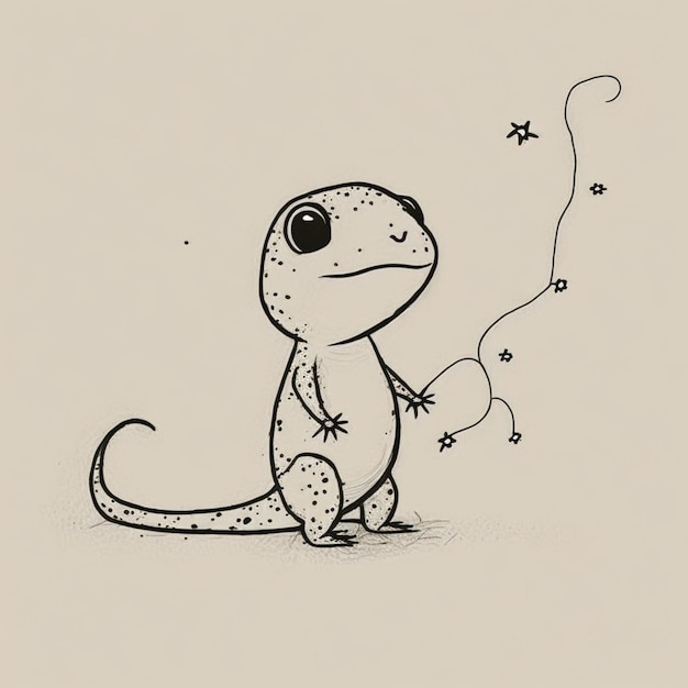 Photo dessin d'un lézard avec une étoile sur sa queue générative ai