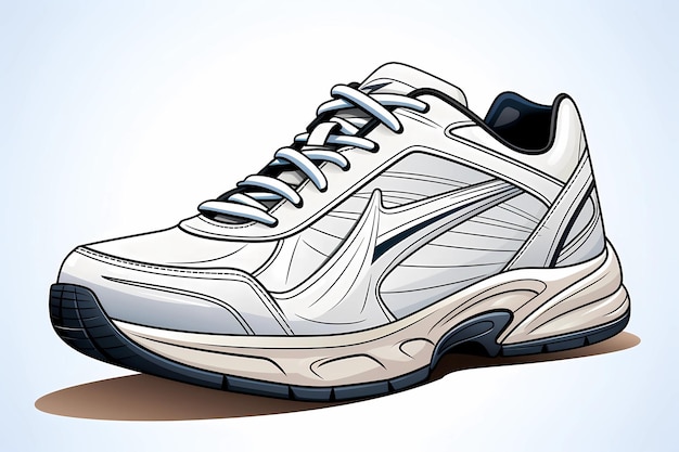 Photo dessin de ligne d'une chaussure de sport générée