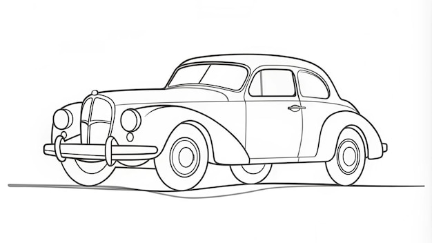Dessin en ligne continue d'une voiture vintage Technique d'illustration artistique unique pour le design automobile