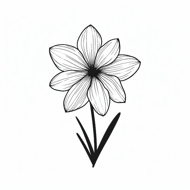 Un dessin en ligne d'une fleur sur un fond blanc