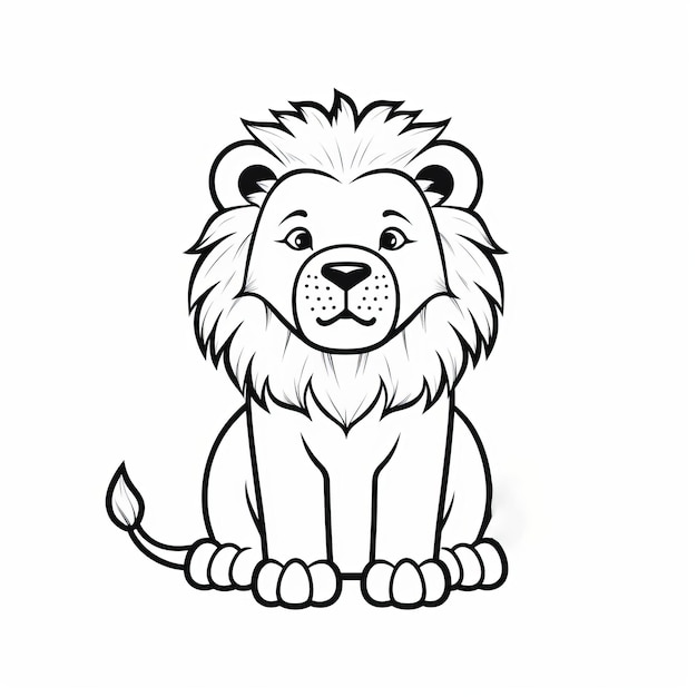 Dessin de ligne de lion minimaliste dessin de dessin animé Doodle Art