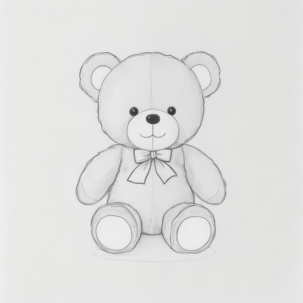 Photo dessin de ligne mignon petit ours illustration simple