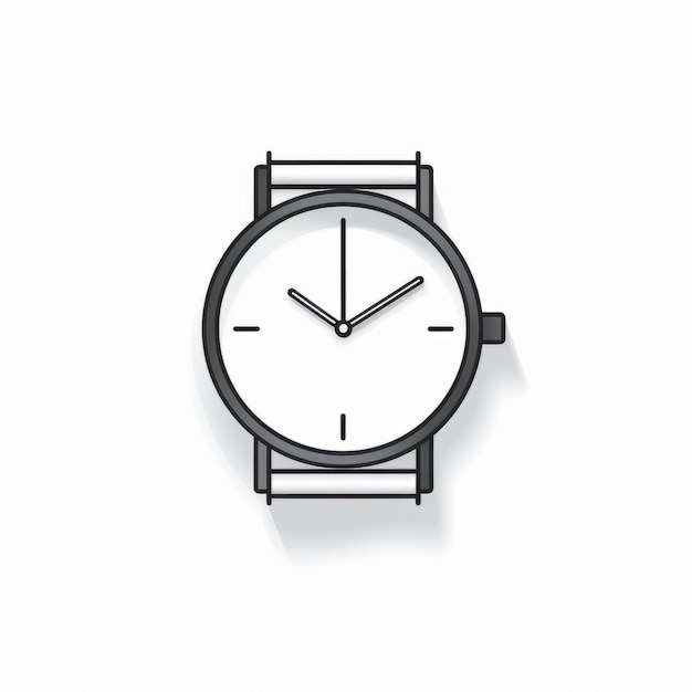 Dessin de ligne minimaliste d'une montre sur fond blanc