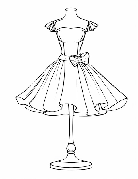 Photo un dessin en ligne d'une robe sur un stand de mannequin génératif ai