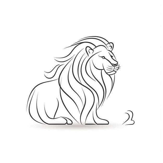 Photo un dessin d'un lion assis sur un fond blanc génératif ai